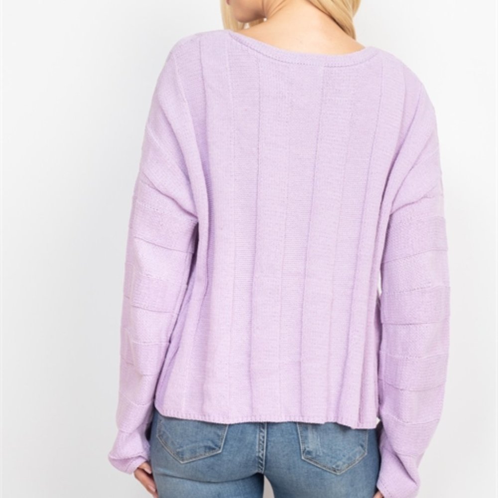 PURPLE knit Long Sleeve Sweater - Picture 2 of 8